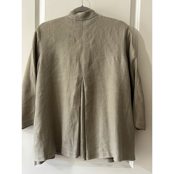 EILEEN FISHER Womens S Beige Linen Blend Open Blazer Jacket 3/4 Sleeve Pocket - Picture 11 of 11